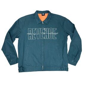 Psycho Revenge Embroidered Green Canvas Work Jacket Men's Size XL